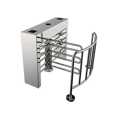 بوابة دوارة نصف ارتفاع من الفولاذ المقاوم للصدأ 316 مع ممتص صدمات هيدروليكي للتحكم في تدفق 25 إلى 30 شخصًا/دقيقة