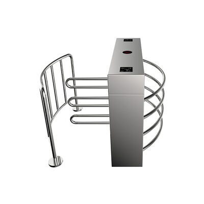 بوابة دوارة نصف ارتفاع شبه أوتوماتيكية من الفولاذ المقاوم للصدأ 304 مع آلية شديدة التحمل ومعدل تدفق من 25 إلى 30 شخصًا في الدقيقة