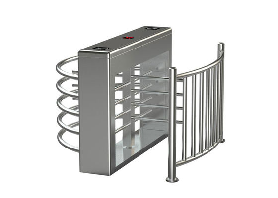 بوابة دوارة بارتفاع الخصر من الفولاذ المقاوم للصدأ 304 مع نظام التحكم في الدخول ببصمة الإصبع ومعدل تدفق 30 شخصًا/دقيقة