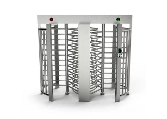 بوابة دوارة كاملة الارتفاع من الفولاذ المقاوم للصدأ SS304 مع زمن استجابة 0.2 ثانية وممر مزدوج للتحكم في دخول المشاة